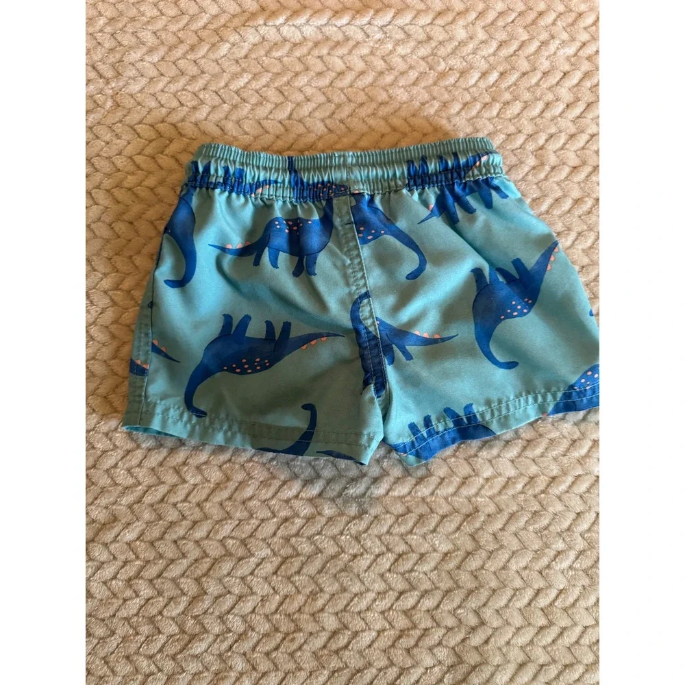 Carter's Just One You Baby Boy Blue Dinosaur Swim Trunks 9M Teal Swimwear